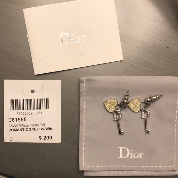 Christian Dior white metal earrings - Picture 1 of 5